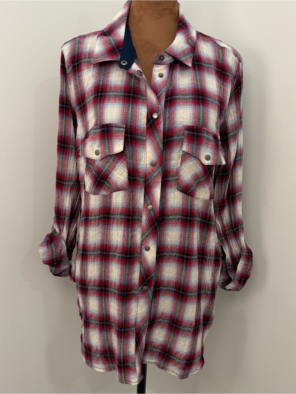Kut from the Kloth Red Plaid Button-Down Shirt